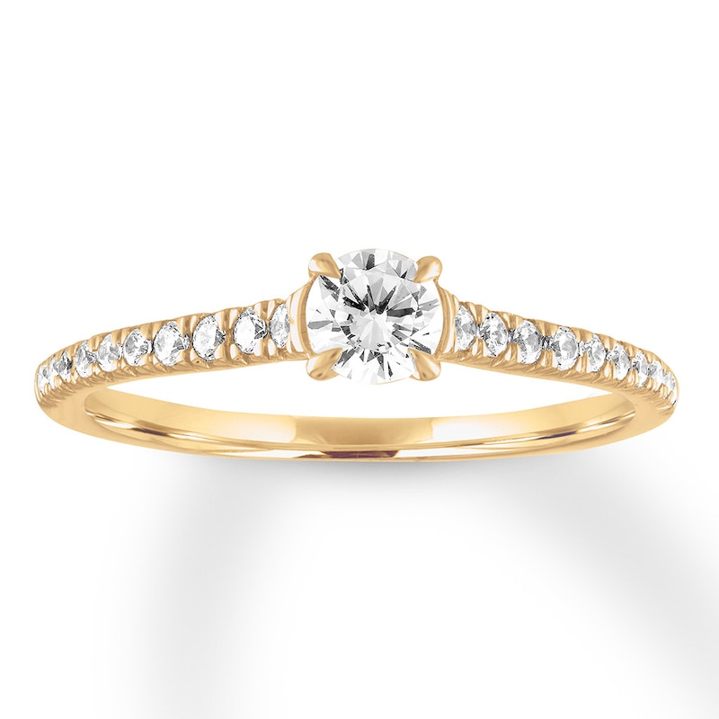 Diamond Engagement Ring 1/2 carat tw Round-cut Yellow Gold Plated