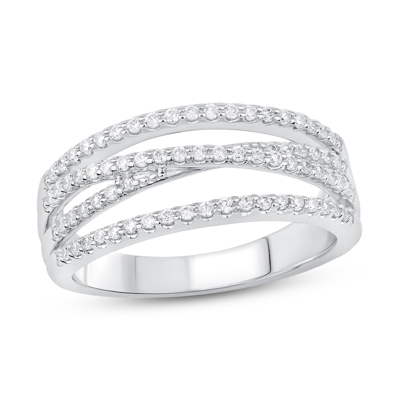 Diamond Anniversary Ring 3/8 ct tw White Gold Plated