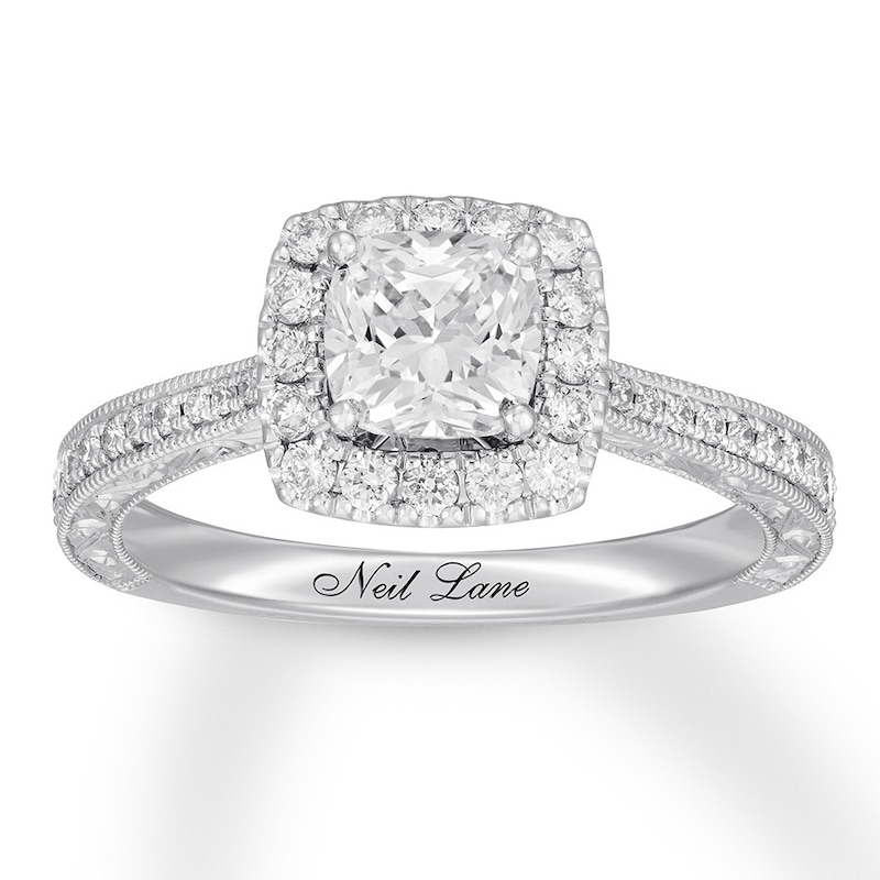 Neil Lane Diamond Engagement Ring 1-3/8 ct tw White Gold Plated