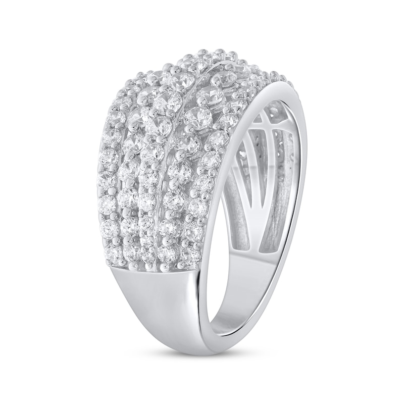 Round-Cut Diamond Five-Row Anniversary Band 2 ct tw White Gold Plated