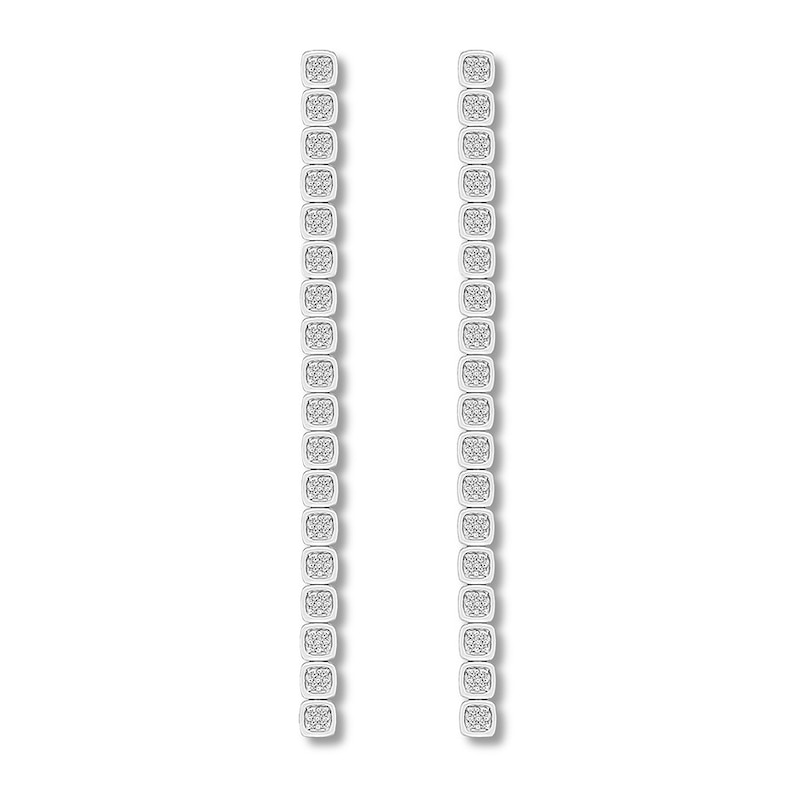 Diamond Drop Earrings 1/3 ct tw Round-cut White Gold Plated