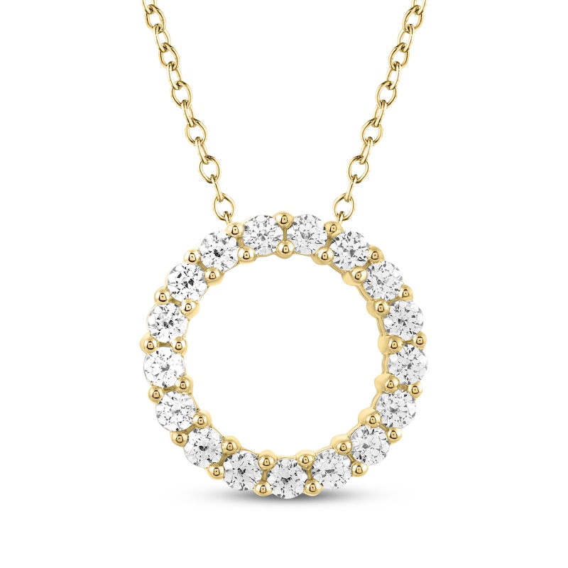 THE LEO Diamond Circle Necklace 1 ct tw Yellow Gold Plated 19"