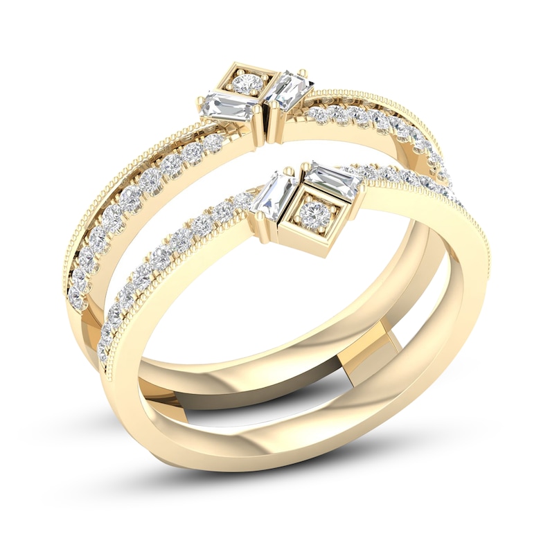 Diamond Enhancer Band 3/8 ct tw Round/Baguette Yellow Gold Plated