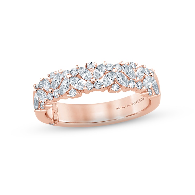 Monique Lhuillier Bliss Diamond Anniversary Ring 3/4 ct tw Marquise & Round-cut Rose Gold Plated