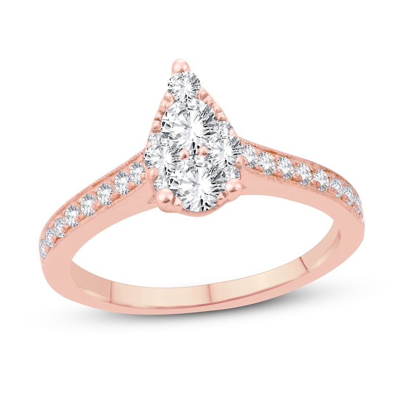 Diamond Pear-Shaped Engagement Ring 3/4 ct tw Round-cut Rose Gold Plated