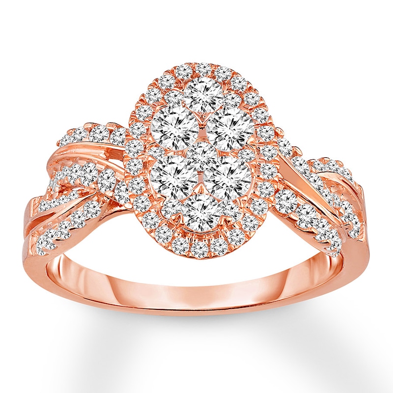 Diamond Engagement Ring 1-1/4 ct tw Round-cut Rose Gold Plated