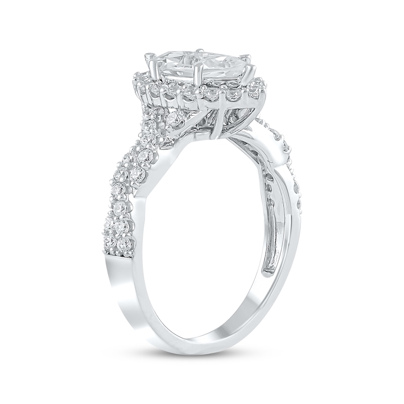 Lab-Created Diamonds by Marquise-Cut Diamond Engagement Ring 1-1/2 ct tw White Gold Plated