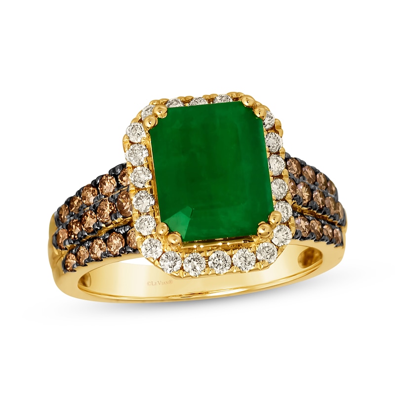 Le Vian Emerald-Cut Emerald Ring 1 ct tw Diamonds Honey Gold Plated