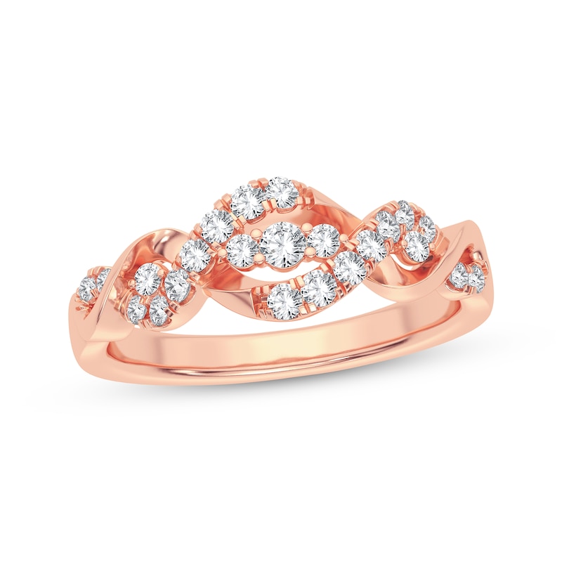 Diamond Twist Anniversary Band 1/3 ct tw Rose Gold Plated