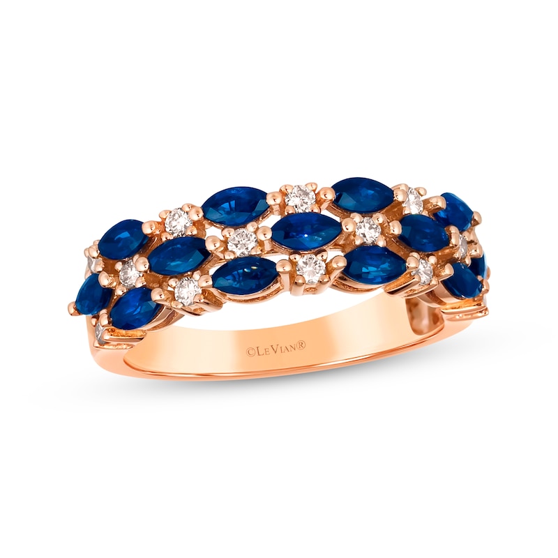 Le Vian Venetian Mosaic Sapphire & Diamond Ring 1/4 ct tw Strawberry Gold Plated