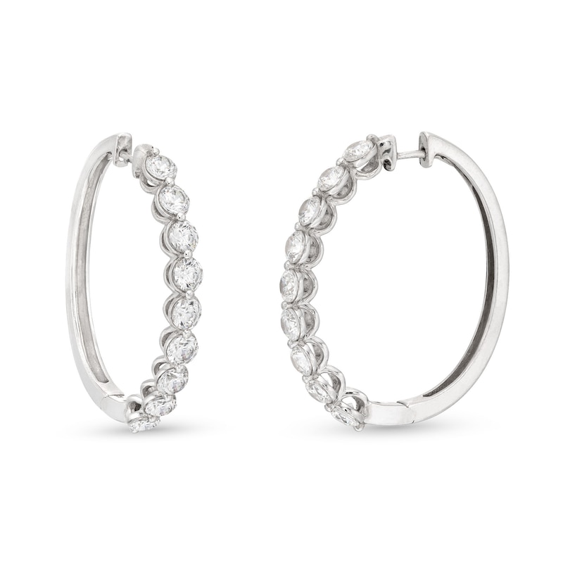 Lab-Created Diamonds by Oval Hoop Earrings 3 ct tw White Gold Plated