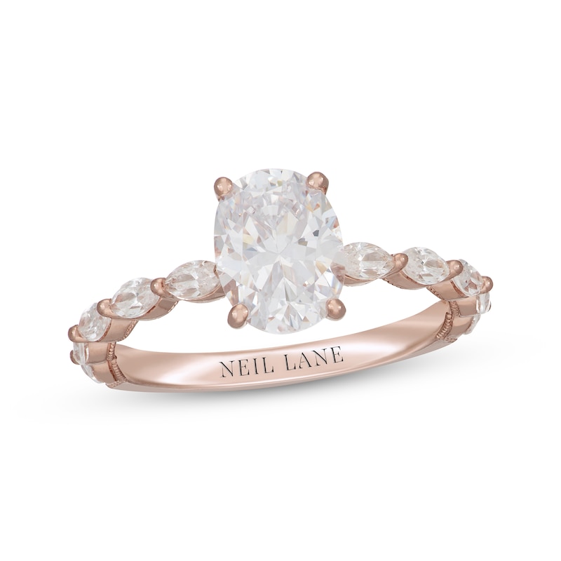 Neil Lane Premiere Oval-Cut Diamond Engagement Ring 2 ct tw Rose Gold Plated