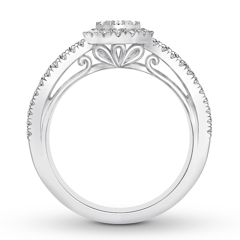 Diamond Engagement Ring 3/4 ct tw Round-cut White Gold Plated