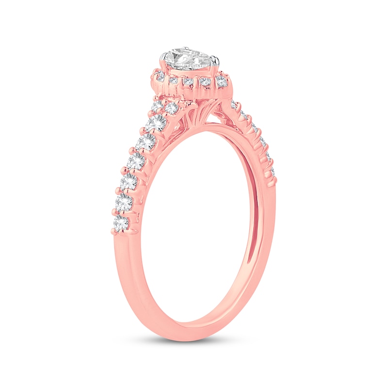 Diamond Engagement Ring 1/2 ct tw Pear & Round Rose Gold Plated