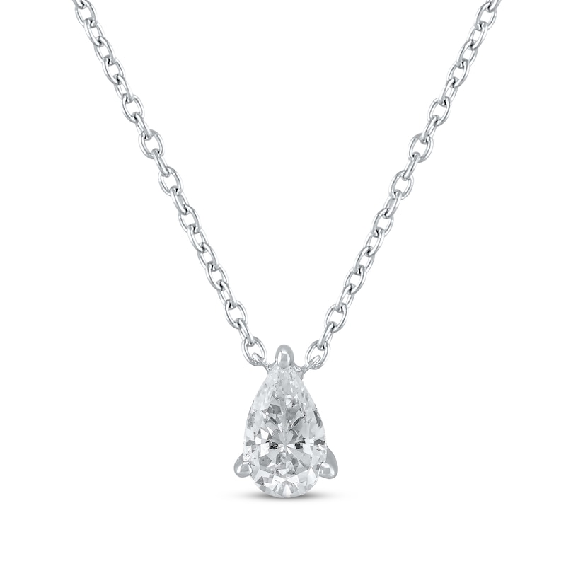 Lab-Created Diamonds by Pear-Shaped Solitaire Necklace 1/2 ct tw White Gold Plated 19"