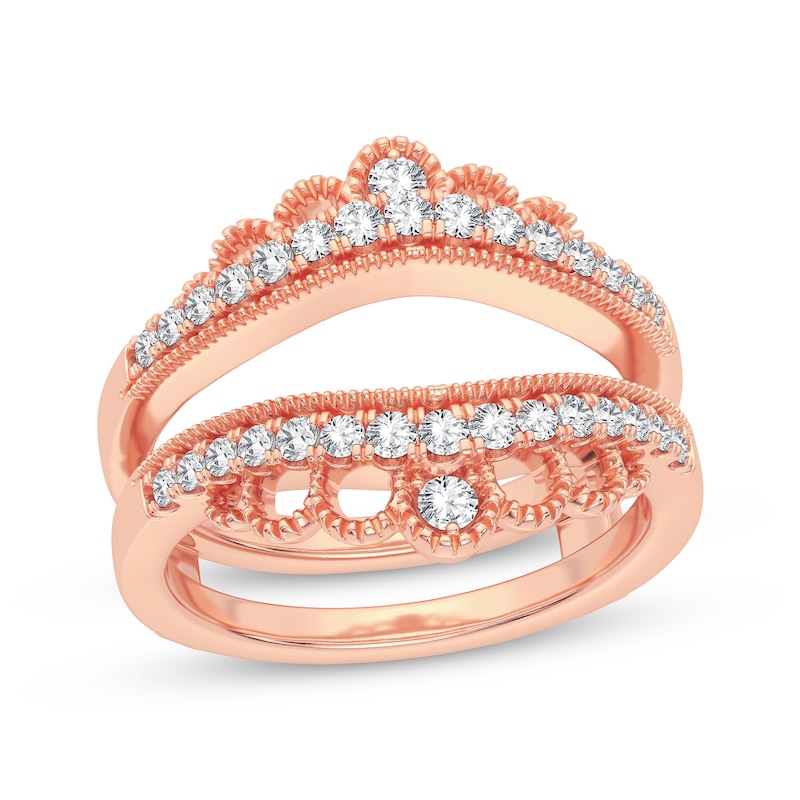 Diamond Vintage Style Enhancer Ring 3/8 ct tw Round-cut Rose Gold Plated