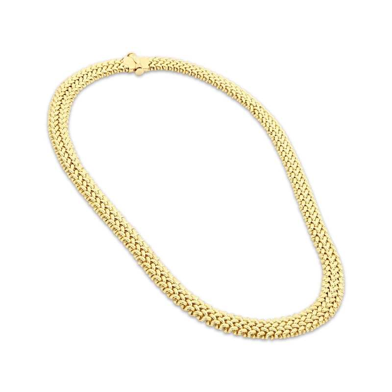 Woven Hollow Chain Necklace Yellow Gold Plated 18"