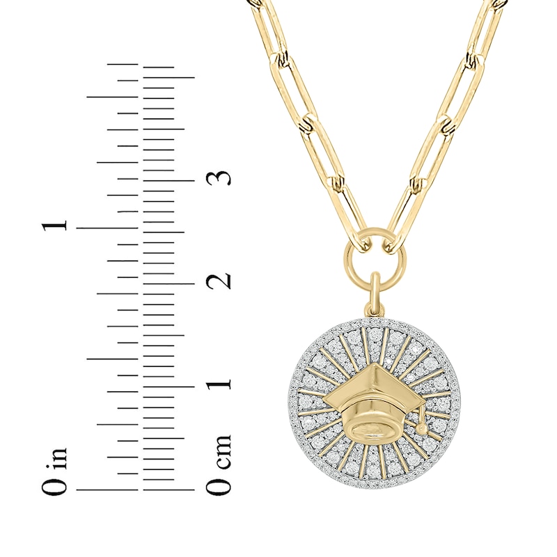 Round-Cut Diamond Graduation Disc Paperclip Chain Y-Drop Necklace 3/4 ct tw Yellow Gold Plated 18”