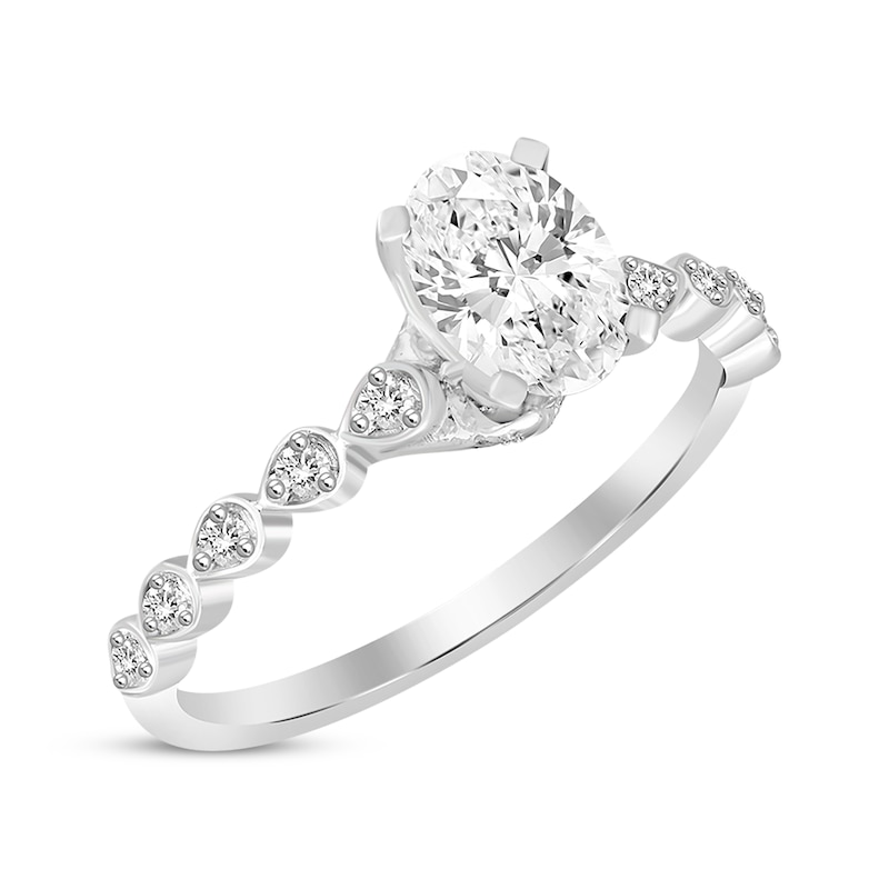 Oval-Cut Diamond Engagement Ring 1 ct tw White Gold Plated