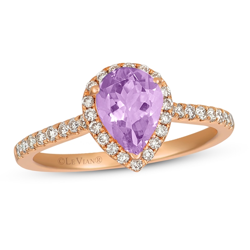 Le Vian Amethyst & Diamond Ring 1/3 ct tw Strawberry Gold Plated