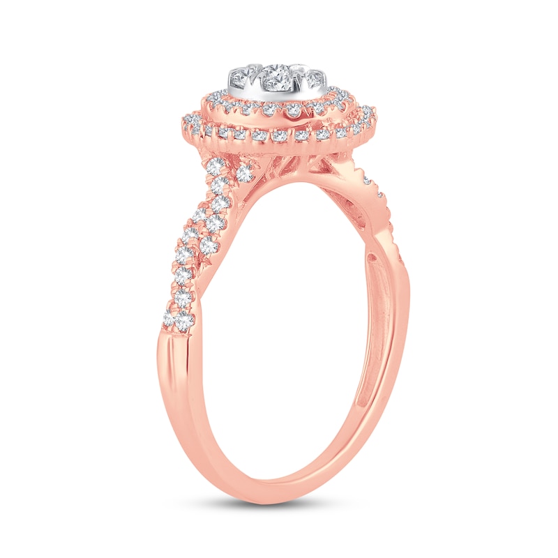Diamond Engagement Ring 1/2 ct tw Round-cut Rose Gold Plated
