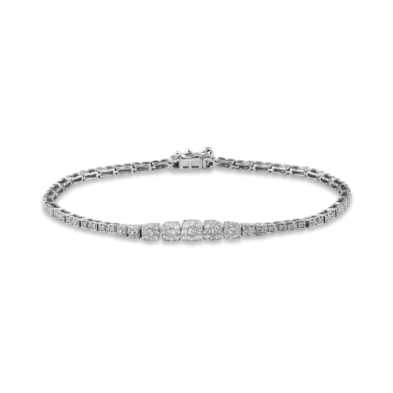 Diamond Line Bracelet 1 ct tw Round-cut White Gold Plated 7.5"
