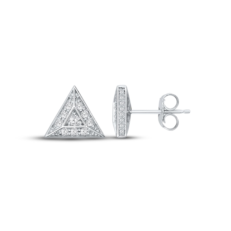 Men's Diamond Triangle Earrings 3/4 ct tw Round-cut White Gold Plated