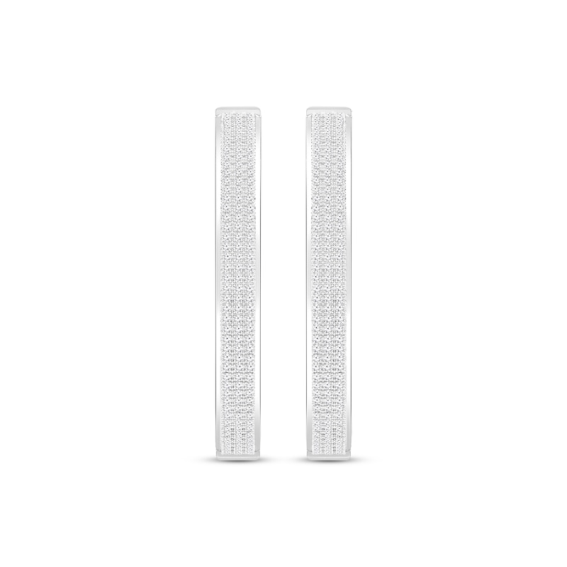 Diamond Three-Row Hoop Earrings 1/2 ct tw White Gold Plated