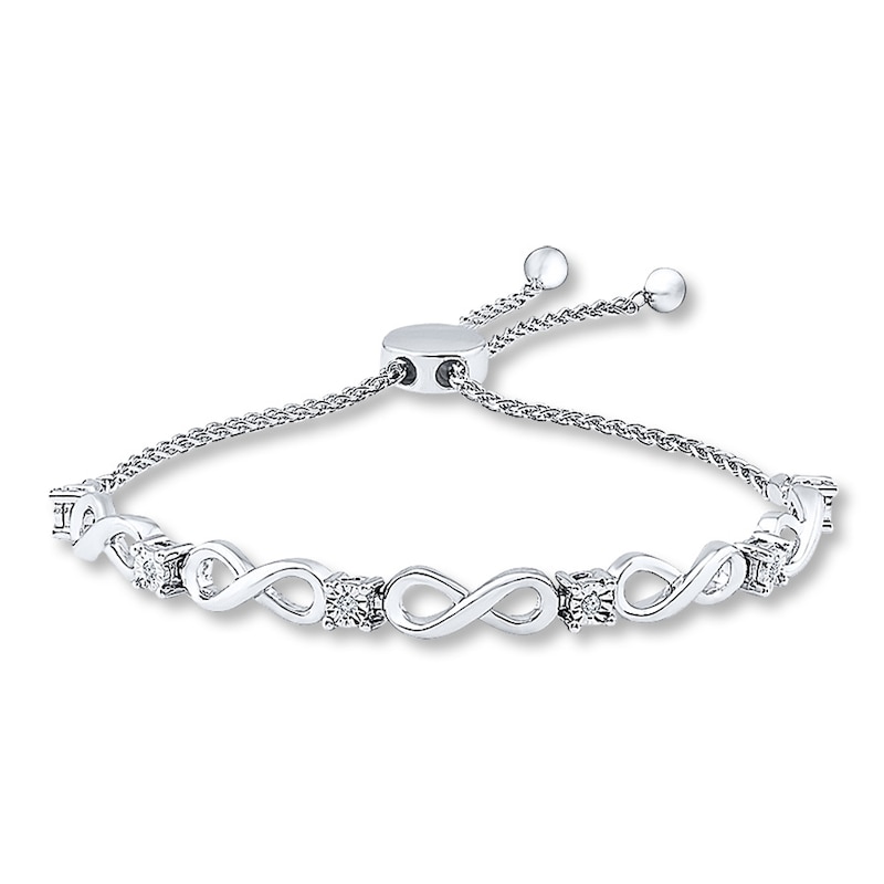 Bolo Bracelet Infinity Symbols Silver Plated 9.5"