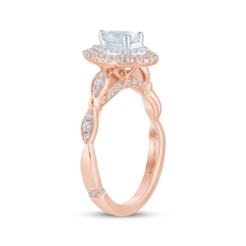 Monique Lhuillier Bliss Pear-Shaped Diamond Double Frame Engagement Ring 3/4 ct tw Two-Tone Gold Plated