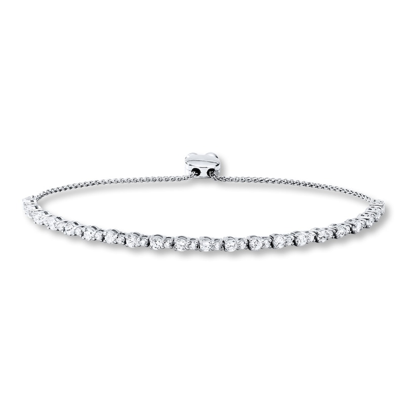 Diamond Bolo Bracelet 3 ct tw Round-cut White Gold Plated 9.5