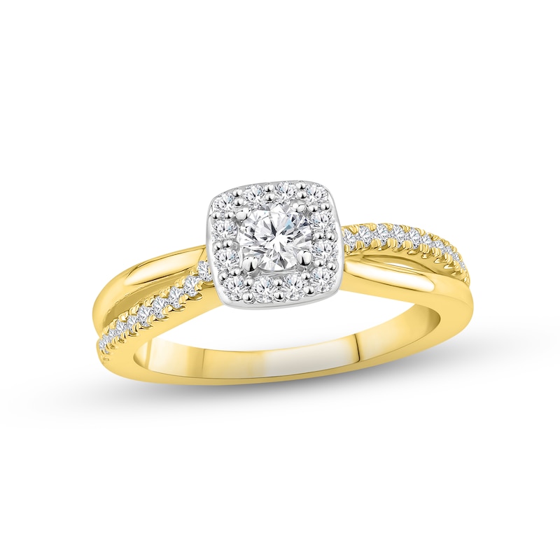 Diamond Engagement Ring 1/2 ct tw Round-cut Two-Tone Gold Plated