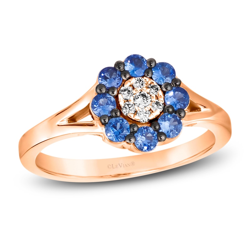 Le Vian Diamond & Sapphire Ring 1/20 ct tw Diamonds Strawberry Gold Plated