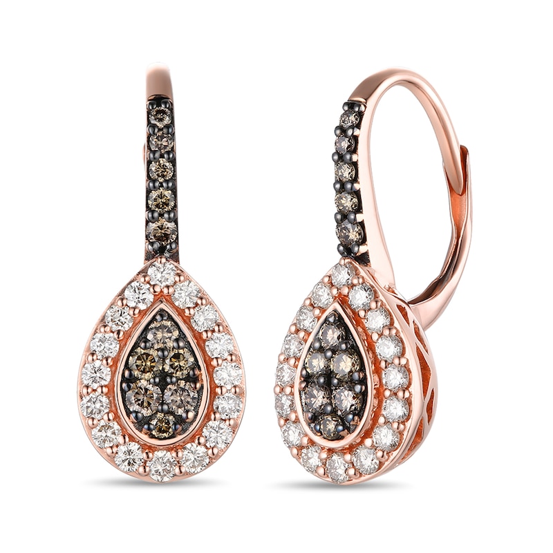 Le Vian Diamond Dangle Earrings 3/4 ct tw Strawberry Gold Plated