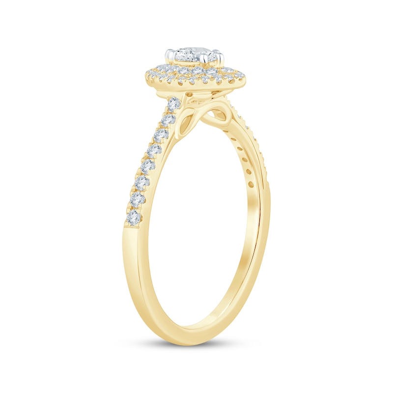 Marquise-Cut Diamond Engagement Ring 1/2 ct tw Yellow Gold Plated