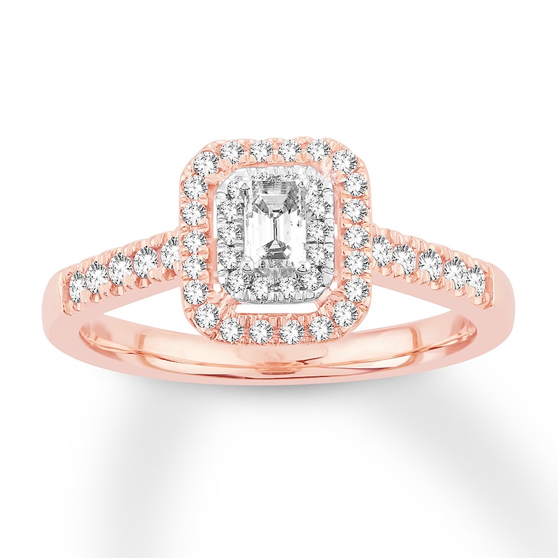 Emerald-Cut Diamond Engagement Ring 1/2 ct tw Rose Gold Plated