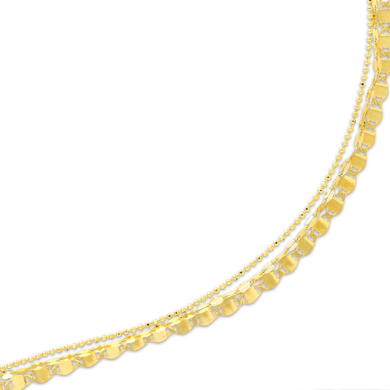 Three-Strand Chain Necklace Yellow Gold Plated 18"