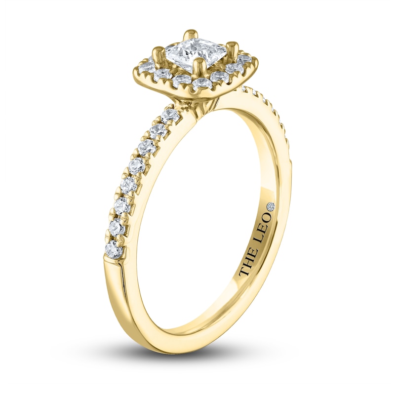 THE LEO Diamond Engagement Ring 5/8 ct tw Princess/Round Yellow Gold Plated