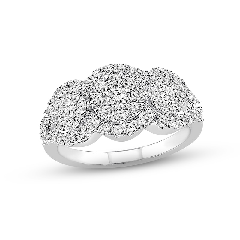 Diamond Ring 1 ct tw Round-cut White Gold Plated