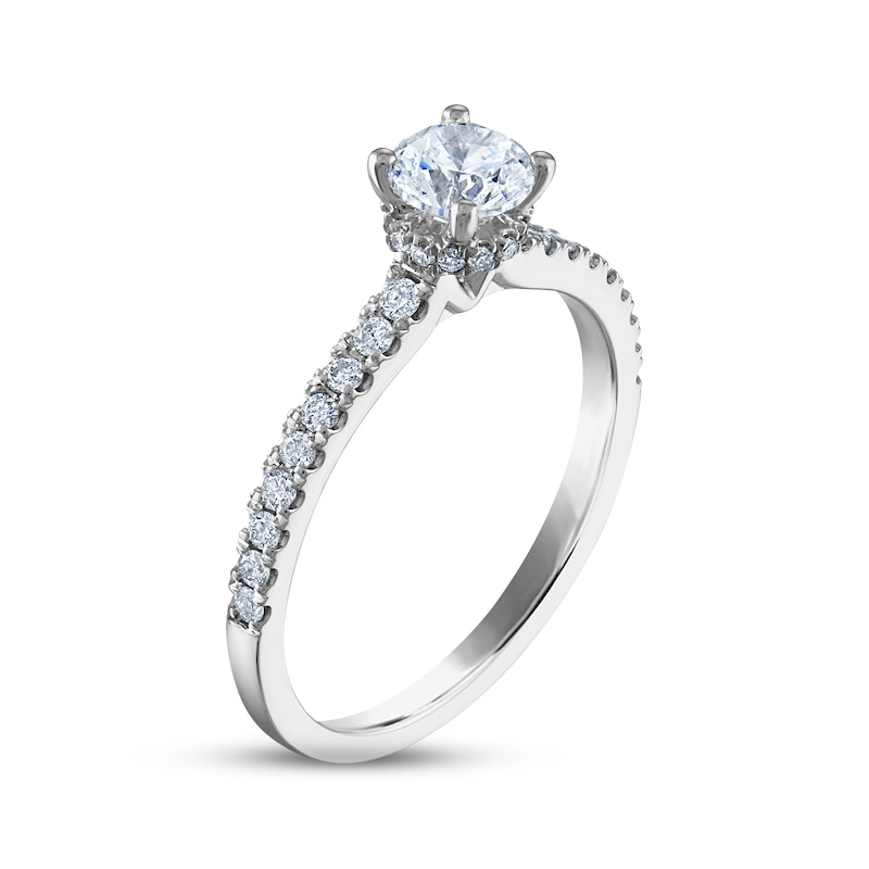 Diamond Engagement Ring 3/4 ct tw Round-cut White Gold Plated