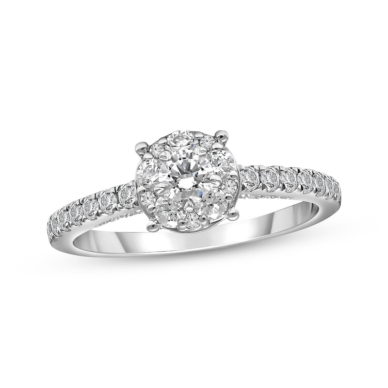 Diamond Engagement Ring 1 ct tw Round-cut White Gold Plated