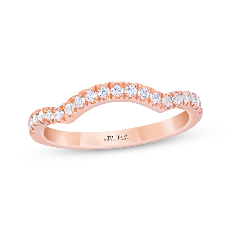 THE LEO First Light Diamond Contoured Wedding Band 1/4 ct tw Rose Gold Plated