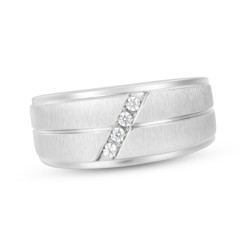 Men’s Diamond Wedding Band 1/10 ct tw White Gold Plated
