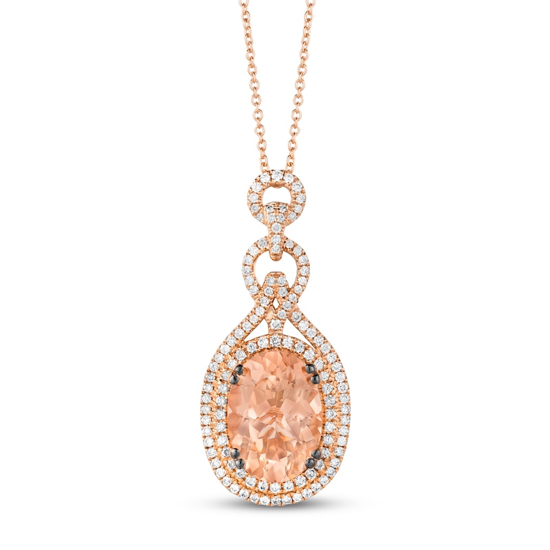 Le Vian Couture Morganite Necklace 7/8 ct tw Diamonds Strawberry Gold Plated 18"