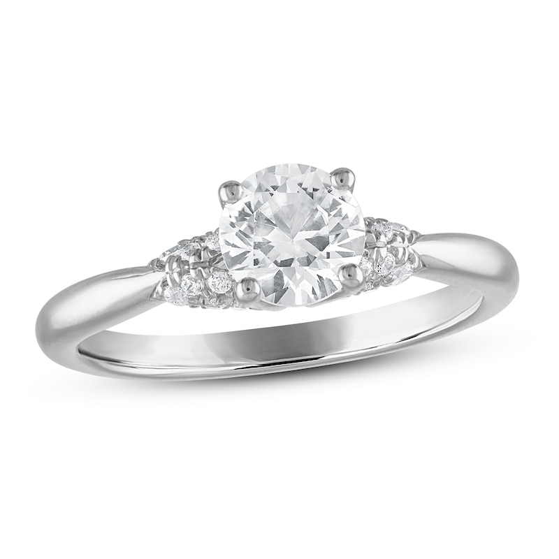 Diamond Solitaire Engagement Ring 7/8 ct tw Round-cut White Gold Plated