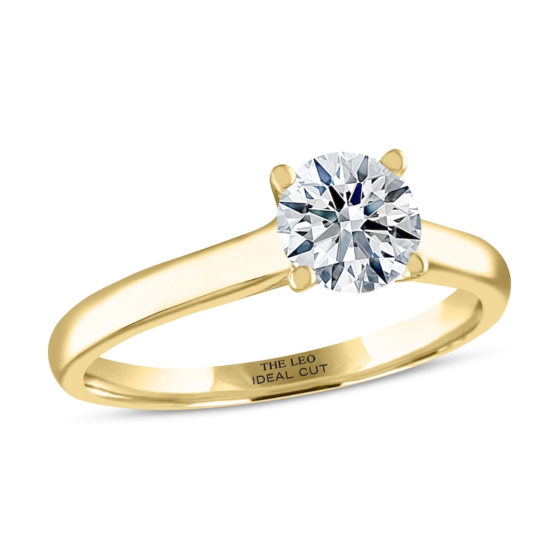 THE LEO Ideal Cut Diamond Solitaire Engagement Ring 1 ct tw Yellow Gold Plated