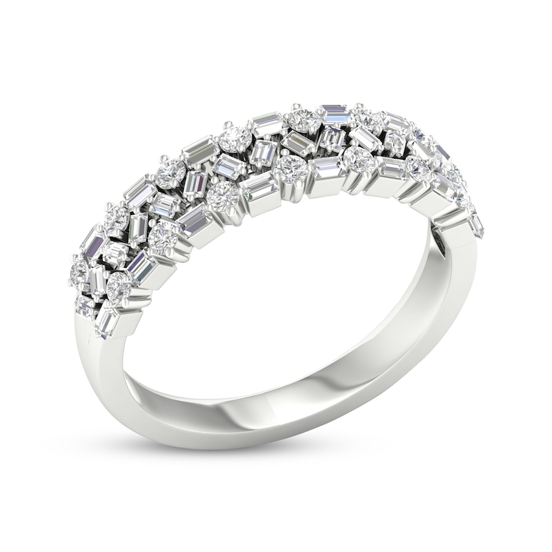 Baguette & Round-Cut Diamond Anniversary Band 1/2 ct tw White Gold Plated