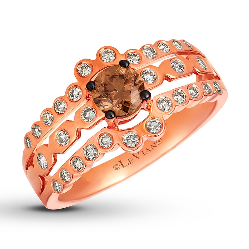 Le Vian Chocolate Diamond Ring 3/4 ct tw Strawberry Gold Plated