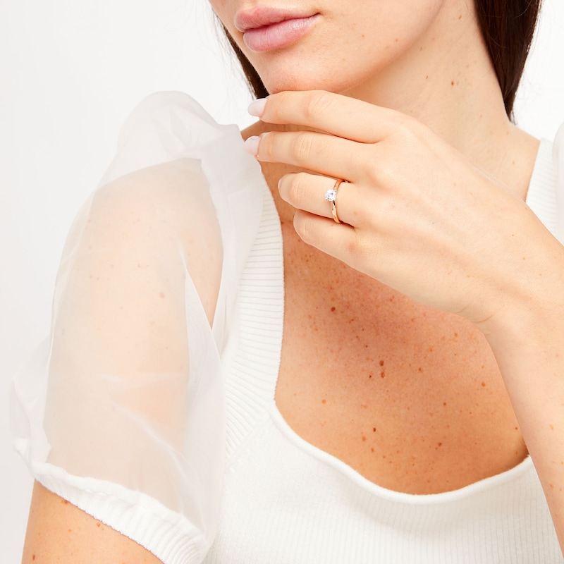 Solitaire Engagement Ring 1/2 Carat Diamond Rose Gold Plated