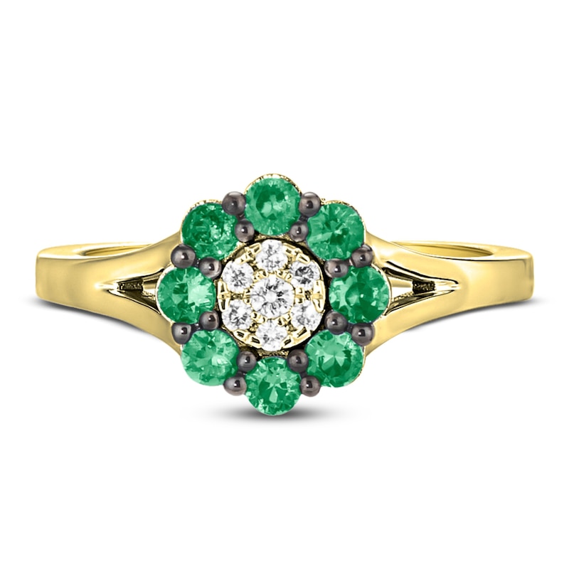 Le Vian Diamond & Emerald Ring 1/20 ct tw Diamonds Honey Gold Plated